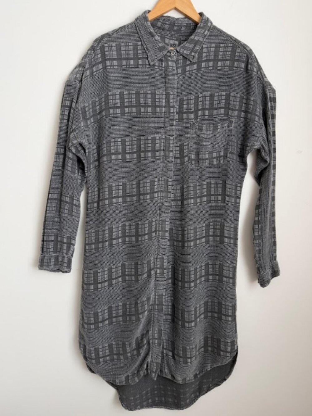 NSF Gray and Black Plaid Shirt Dress Oversized Possibly Sample Piece Size S